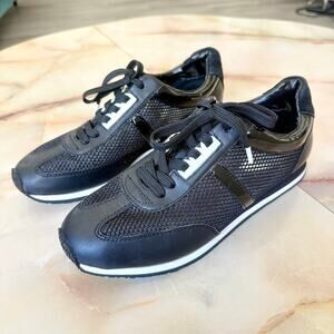Michael Kors Black Racer Strip Mesh Sporty Chic Athleisure Sneakers Shoes 7.5